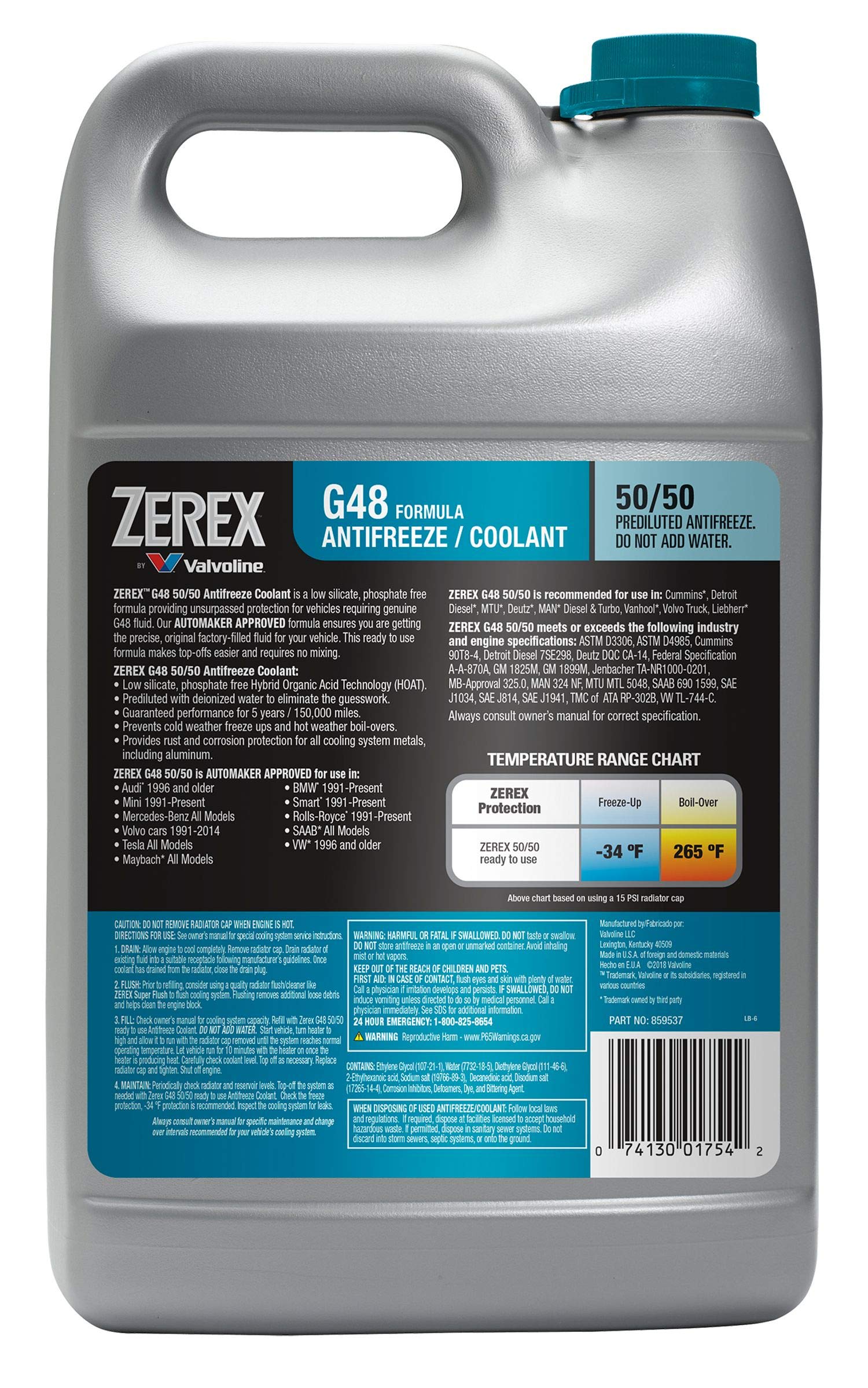 euw nuancecolorgilet ジレ Zerex 875537 ZX G-48 50/50 1 Gallon, 1 Gallon, 1 Pack